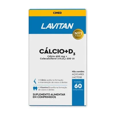Lavitan Cálcio 600mg Com Vitamina D 200 Ui Com 60 Comprimidos